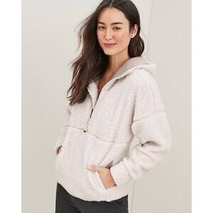 prAna Permafrost Half Zip Sherpa Pullover Cozy Hoodie in Cream Women’s XS